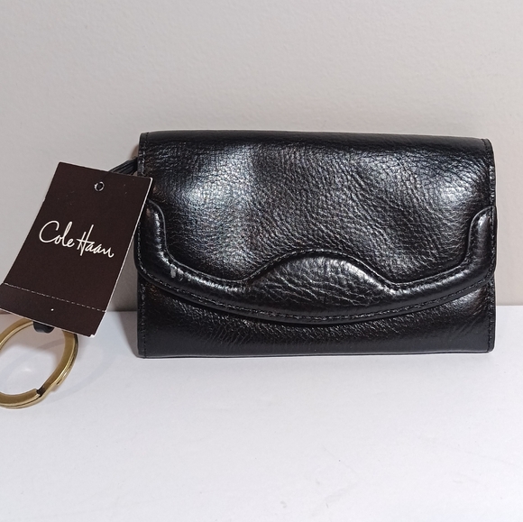 Cole Haan Triplet Card Case Black Leather wallet New NWT - Picture 1 of 14